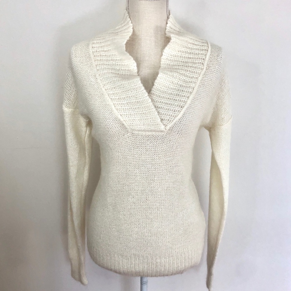 J Crew . Dolce Shawl Collar Popover Mohair Sweater